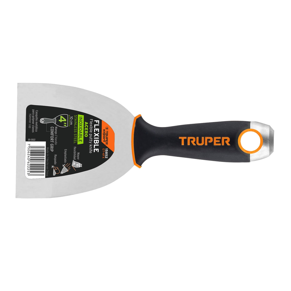 Espátula flexible 4' acero inox. mango Comfort Grip, Expert