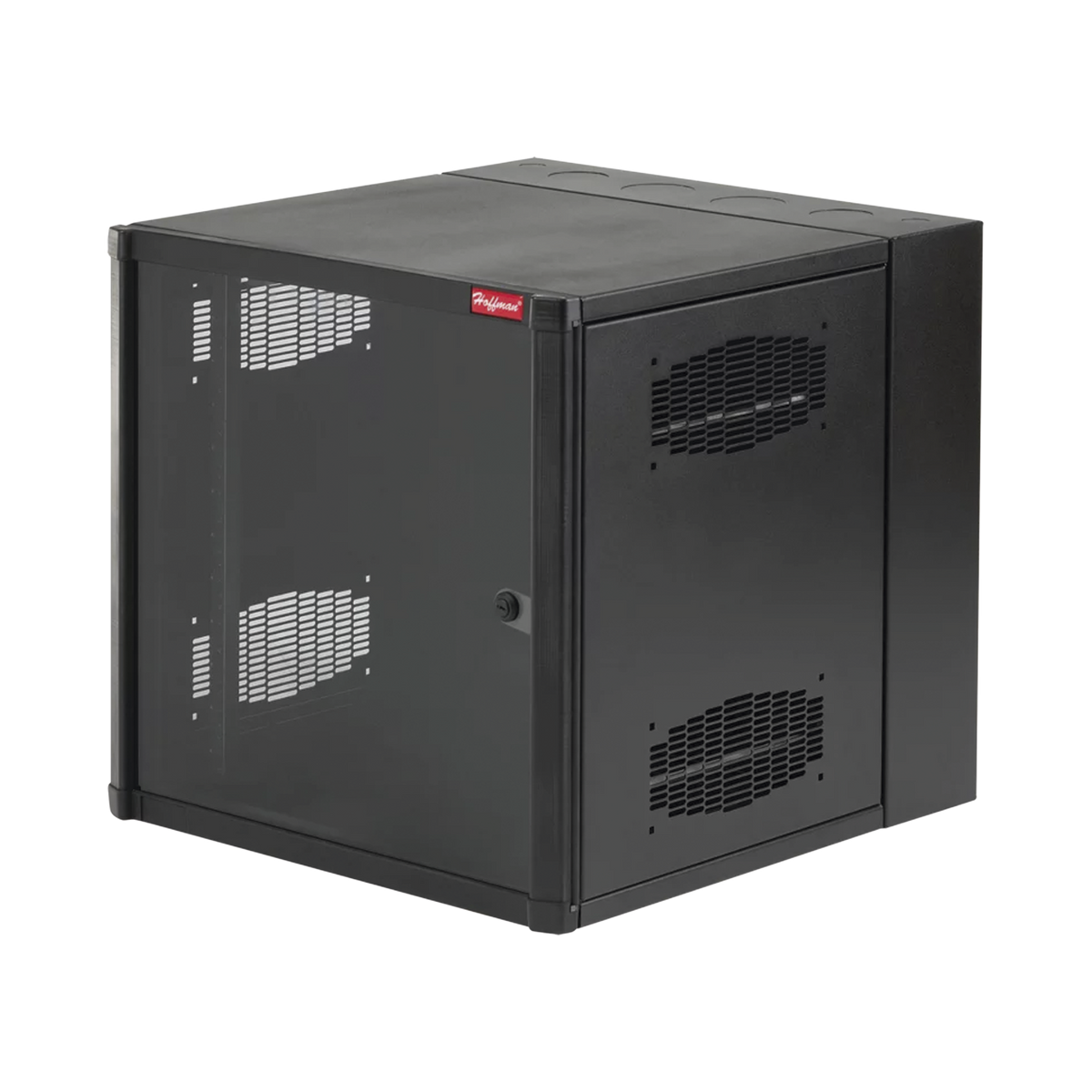 Gabinete AccessPlus de 19 UR Montaje en Pared de 19in, Rieles Numerados y Roscados #10-32, Puerta con Ventana de Seguridad, 600 mm de Ancho, 637 mm de Profundidad, Color Negro