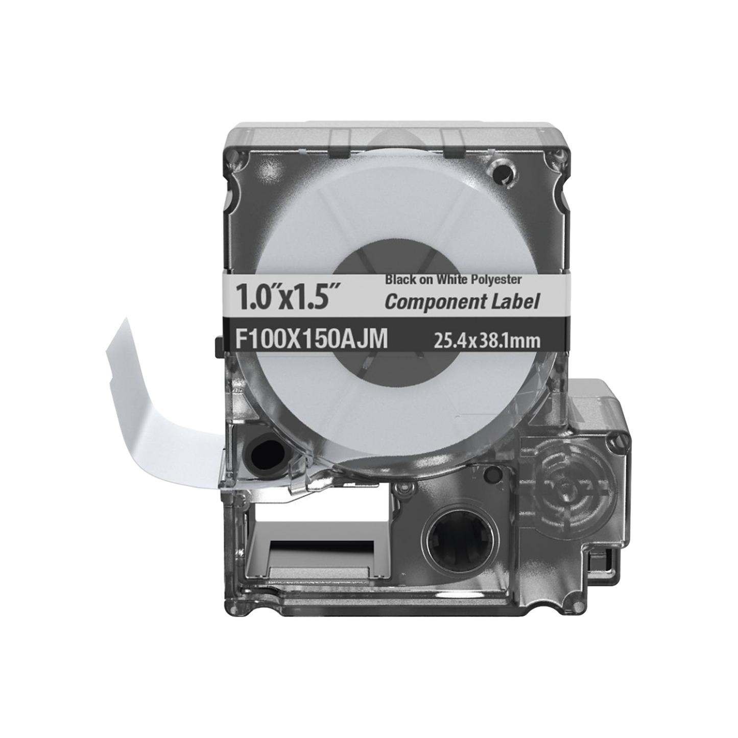 Casete de 150 Etiquetas Bandera, Poli�ster de 25.4 mm x 38.1 mm (1 x 1.5 pulgadas), para Cables de 3.1 mm - 5.1 mm (0.12 - 0.2 pulgadas) de Di�metro, �rea de Impresi�n Color Blanco