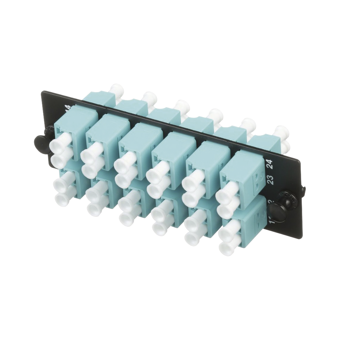 Placa Acopladora de Fibra �ptica FAP, con 12 Conectores LC Duplex (24 Fibras), para Fibra Multimodo OM3/OM4, Color Aqua