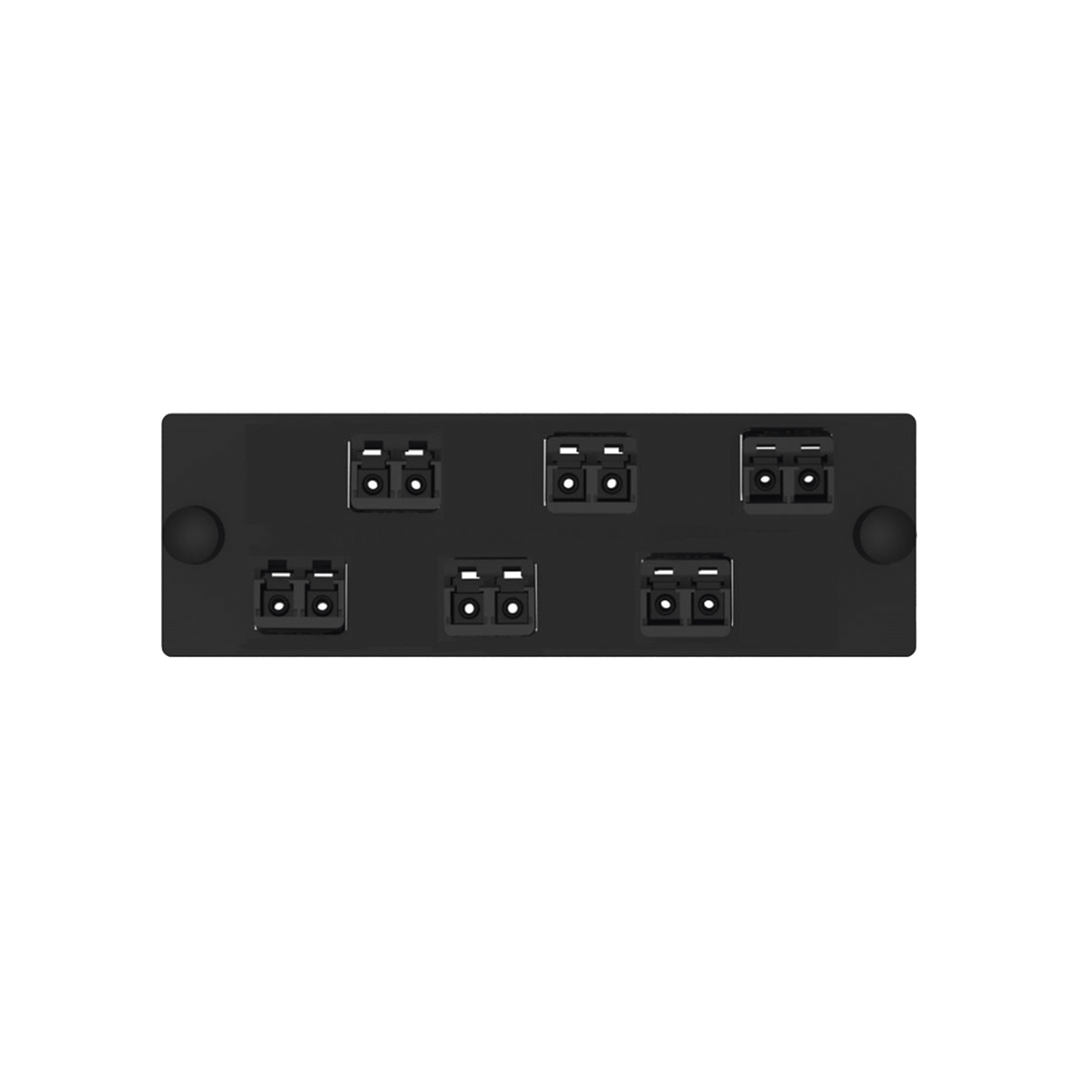 Placa Acopladora de Fibra Optica FAP, Con 6 Conectores LC Duplex (12 Fibras), Para Fibra Multimodo OM3/OM4, Color Negro