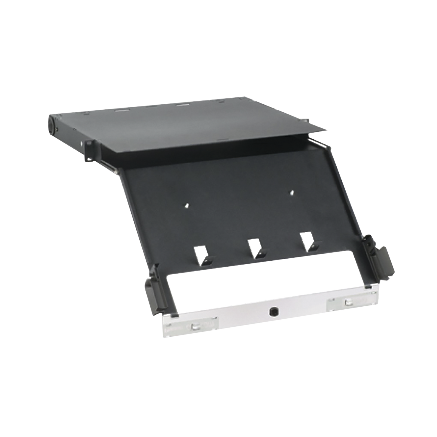 Panel de Distribuci�n de Fibra �ptica, Acepta 4 Placas FAP o FMP, Bandeja Deslizable e Inclinable Hacia Abajo, Hasta 96 Fibras, Color Negro, 1UR