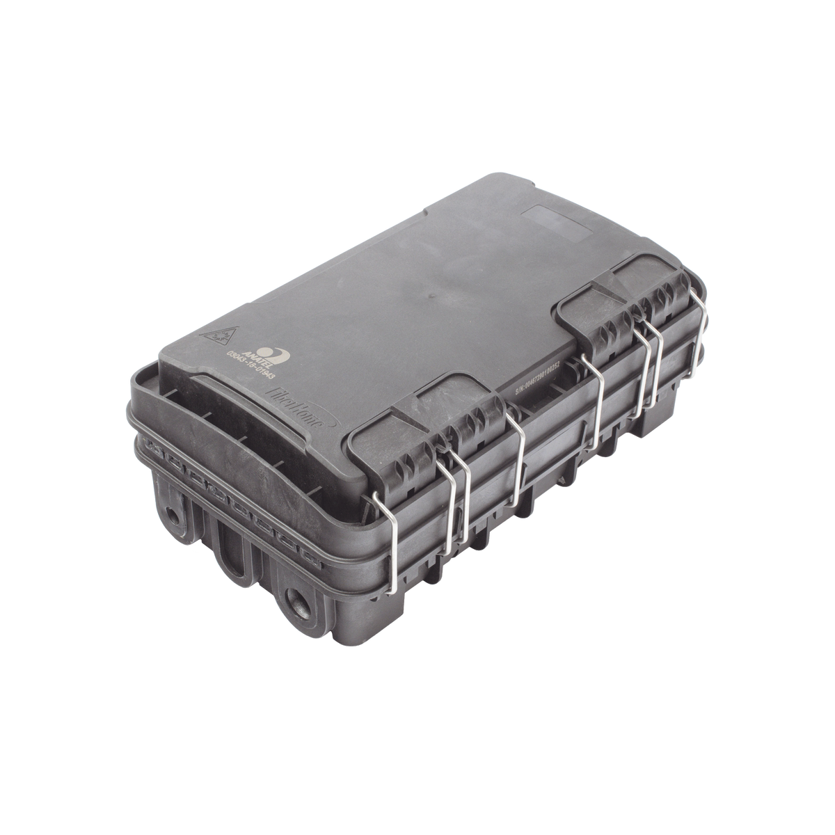 Caja de Distribución de Fibra Óptica para 24 Empalmes, con 8 acopladores SC/APC simplex, Exterior IP65, Color Negro