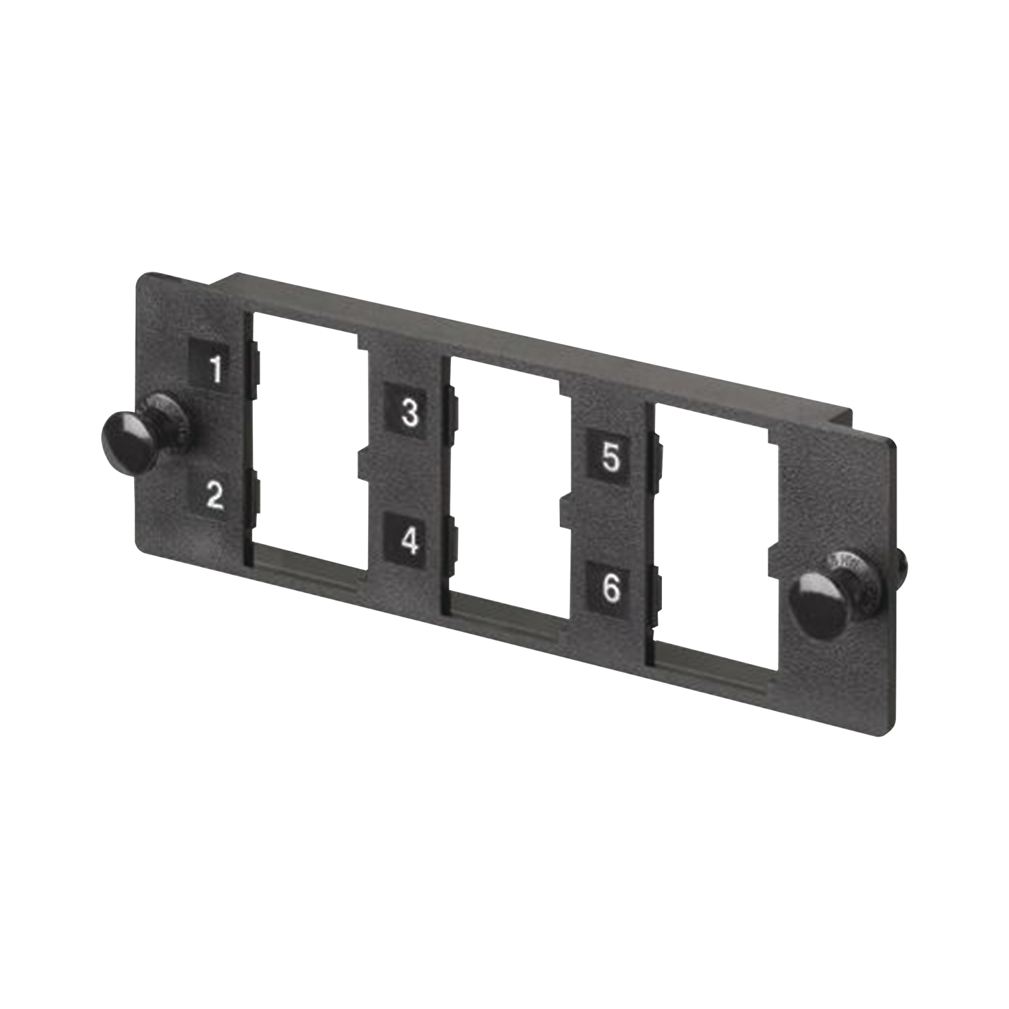 Placa Modular FAP de 6 Puertos Mini-Com, Acepta M�dulos de Fibra �ptica, Cobre o Audio y Video, Color Negro