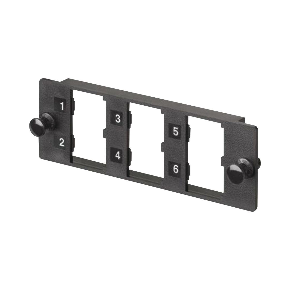 Placa Modular FAP de 6 Puertos Mini-Com, Acepta M�dulos de Fibra �ptica, Cobre o Audio y Video, Color Negro