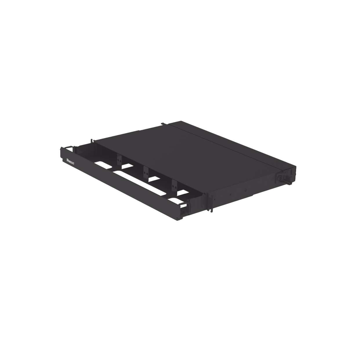 Panel de Distribuci�n de Fibra �ptica, Acepta 4 Placas FAP o FMP, Bandeja Deslizable, Hasta 96 Fibras, Color Negro, 1UR