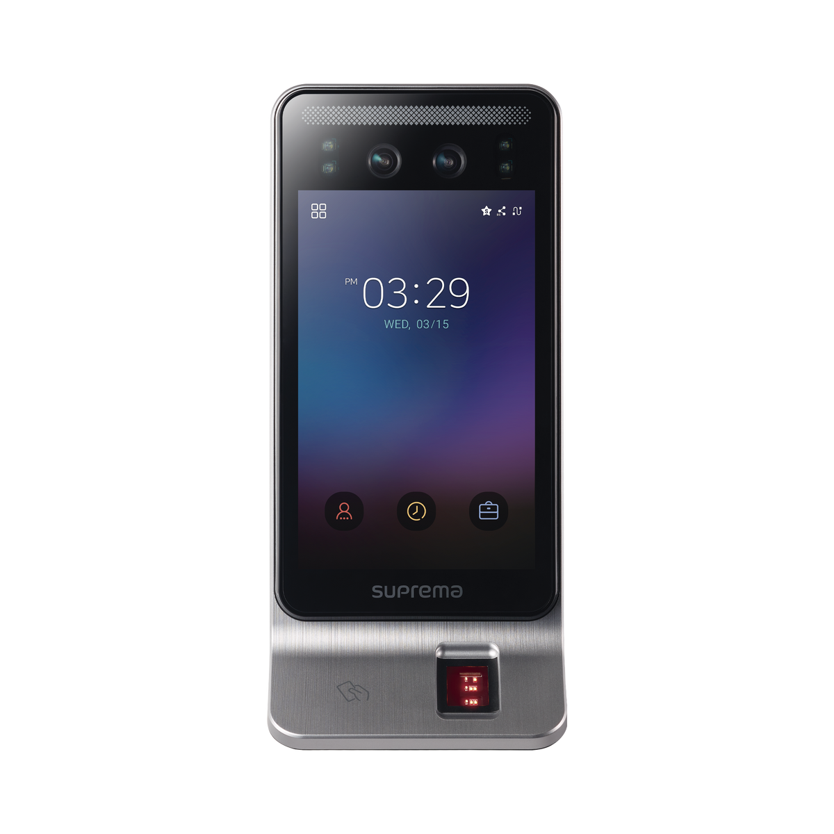 Lector Multi-tecnologia con detector de cubrebocas- Reconocimiento Facial, Huella, Tarjeta Móvil y lector de RFID(125kHz EM & 13.56 Mhz MIFARE) Compatible con BioStar2, Uso para Control de Acceso y Asistencia