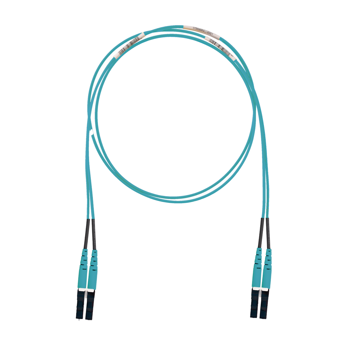 Jumper de Fibra Optica Multimodo 50/125 OM3, LC-LC Duplex, LSZH (Cero Hal�genos), Color Aqua, 1 Metro (3.28 Pies)