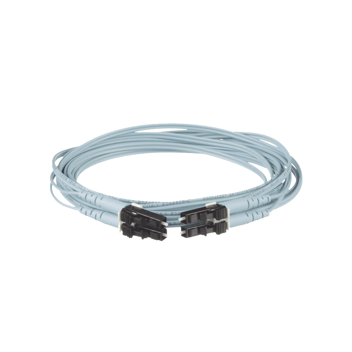 Jumper de Fibra Optica Multimodo 50/125 OM3, LC-LC Duplex, OFNR (Riser), Color Aqua, 7 Metros (22.97 Pies)