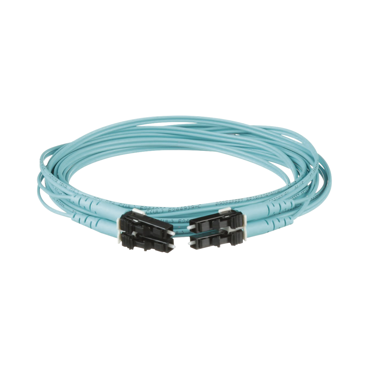 Jumper de Fibra Optica Multimodo 50/125 OM4, LC-LC Duplex, OFNR (Riser), Color Aqua, 1 Metro (3.28 Pies)