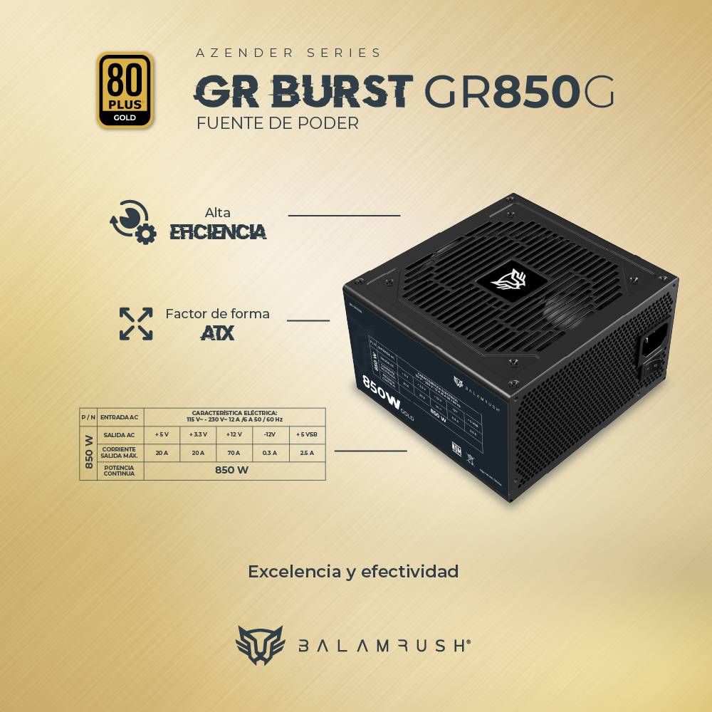 Fuente de poder Balam Rush GR850G - Vista 5