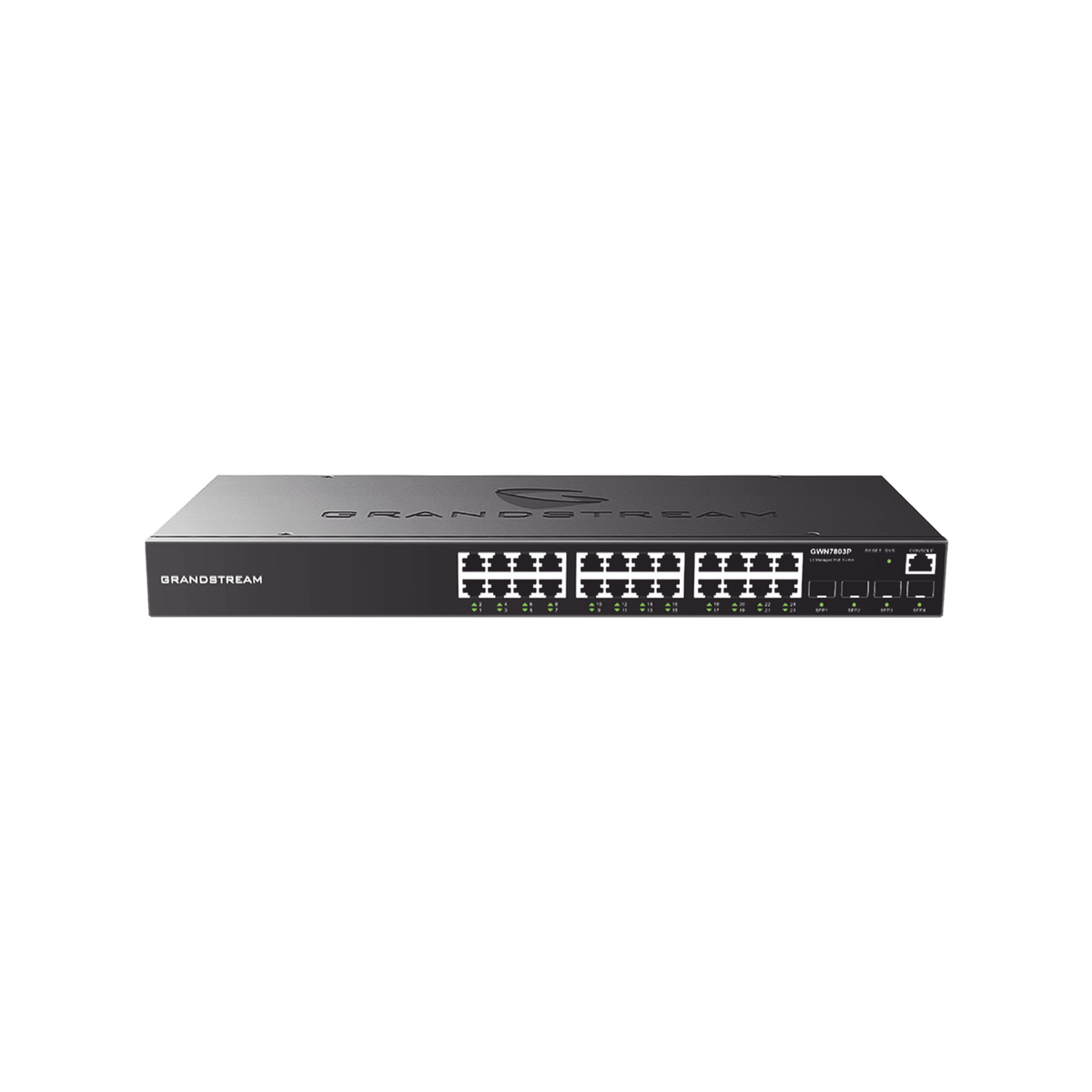 Switch PoE+ Administrable / 24 Puertos 10/100/1000 Mbps + 4 SFP / 360W PoE Total / Switching 56 Gbps / Cloud GWN Sin Costo / Montable en Rack
