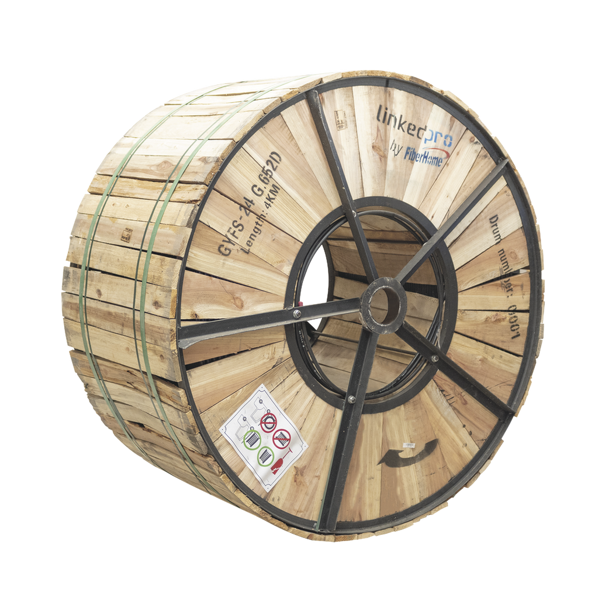 Carrete de 4 Kil�metros de Fibra �ptica para Exterior G.652D, Armada, Monomodo de 24 Hilos, Loose Tube, Color Negro, para Instalaci�n en Ducto Subterr�neo o Enterrado Directo