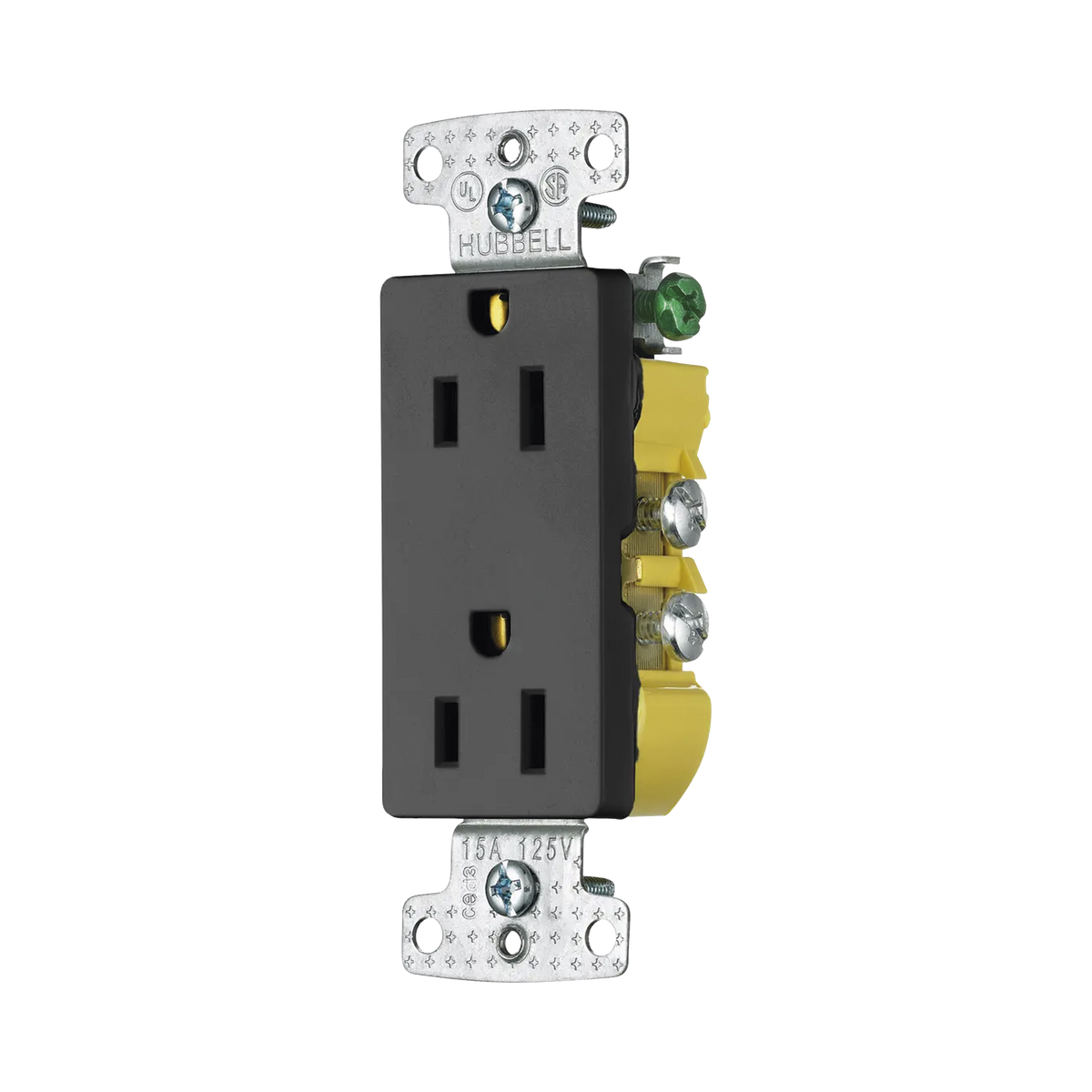 Contacto Duplex Decorador 15A 125V / 2 Polos 3 Hilos/ Nema5-15R / Color Negro.