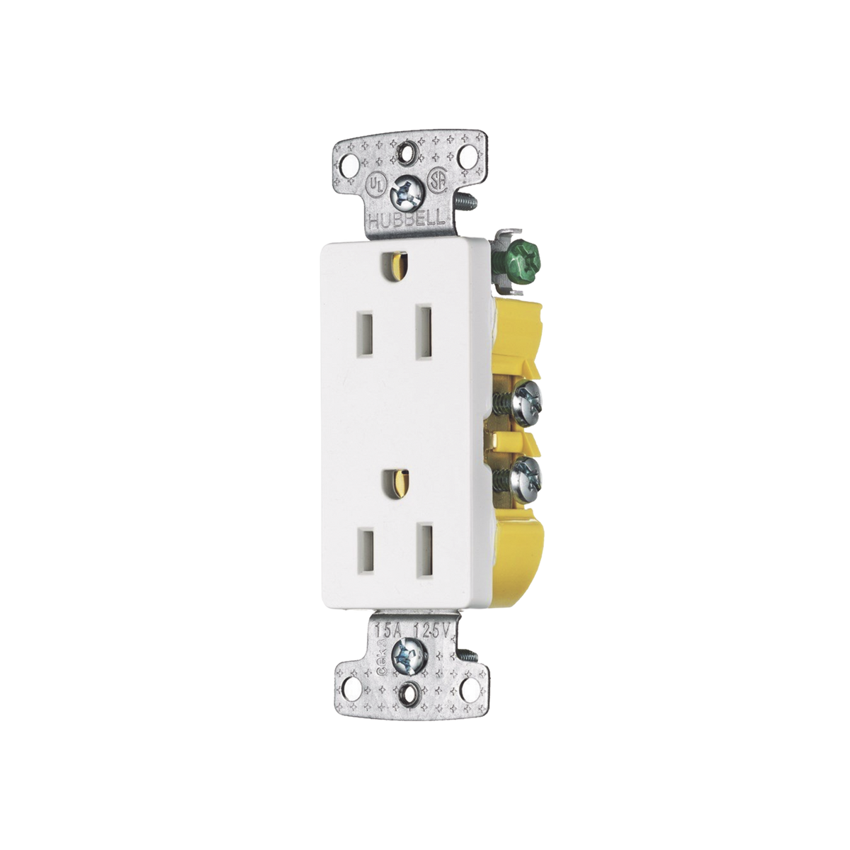 Contacto Duplex Decorador 15A 125V, 2 Polos, 3 Hilos, Color Blanco (Nema5-15R).