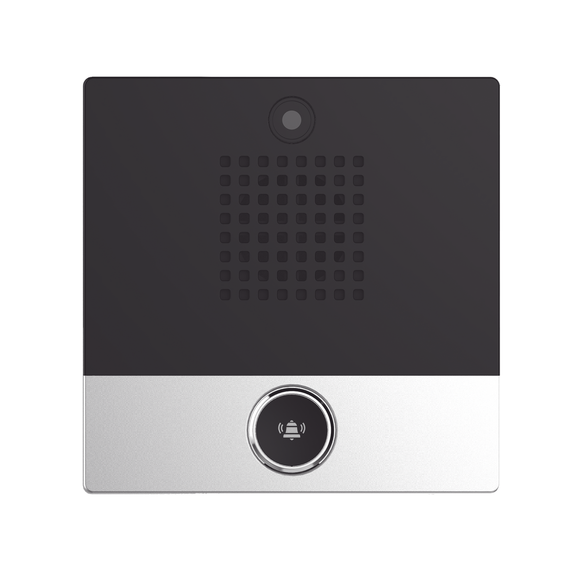 Mini video Intercomunicador para hotelería y hospitales, con diseño elegante, PoE, cámara 1Mpx, 1 botón, 1 relevador integrado de salida y entrada.