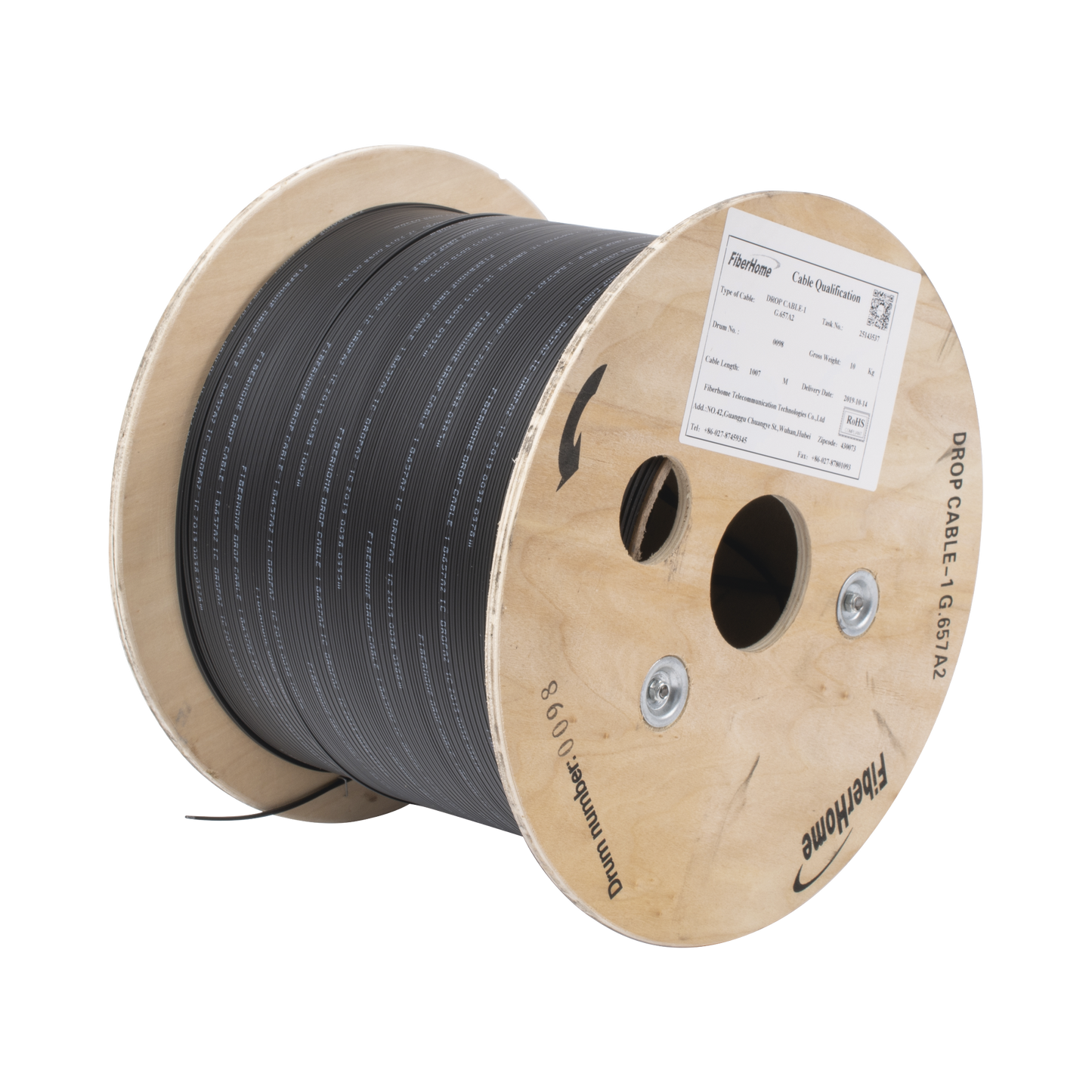 Carrete de 1 km de Fibra �ptica Drop, Interior/Exterior G.657A2 Monomodo de 1 Hilo (Unifibra), Diel�ctrica, Forro Negro