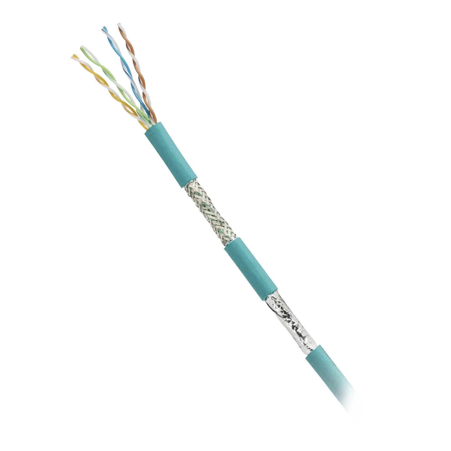 Bobina de Cable Blindado SF/UTP Categoría 5e de 4 Pares, Uso Industrial con Resistencia al Aceite y Rayos UV, Multifilar 24/7 (Flexible), Color Azul Cerceta, Bobina de 305 Metros (1000 Pies)