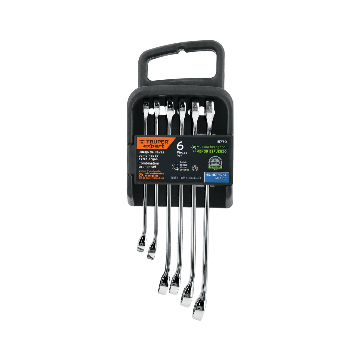Juego de 6 llaves combinadas extralargas pulidas mm, EXPERT