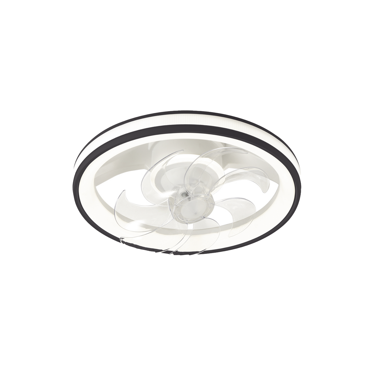 Ventilador de Techo con Luminario LED de 110 V CA 50/60 Hz / 88 W /4500 Lm / 6500 - 4 000 - 2 700 K /3 Tonos de Luz / 501 mm / 6 Velocidades / Dimeable / Color Blanco y Negro.