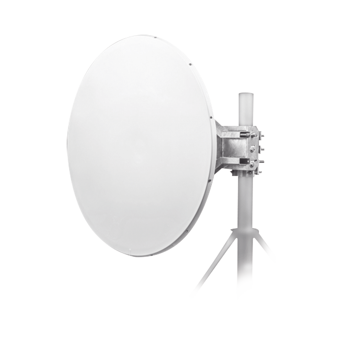 Antena direccional Alto Rendimiento / Parábola profunda para mayor aislamiento al ruido /4 ft / 4.9 a 6.1 GHz / / Ganancia de 35 dBi / Soporte de acero inoxidable / Polaridad en 90 ° y 45 ° / Incluye montaje.