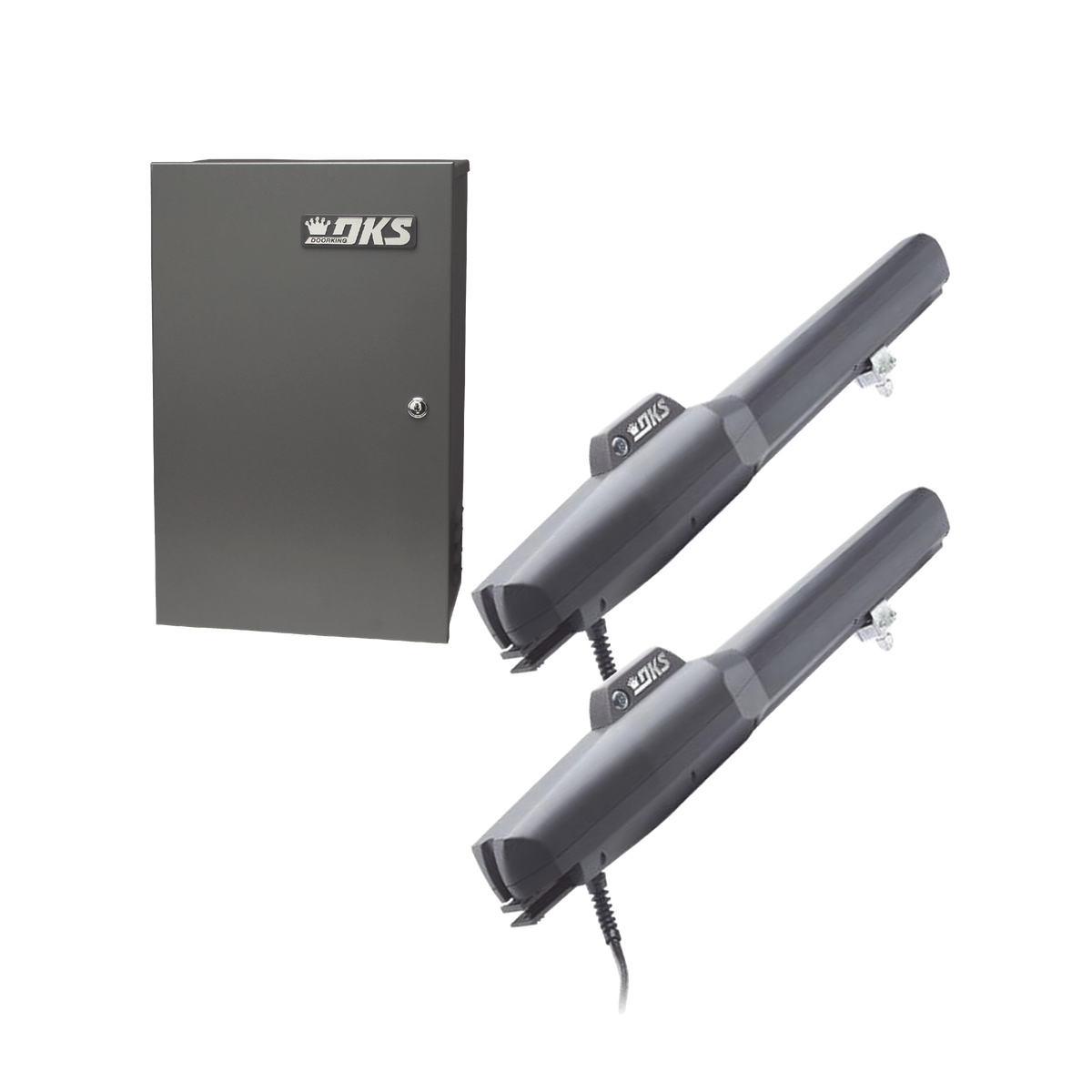 Kit de Operadores Abatibles 6006 de Doorking / Para Puertas de Hasta 5.5 Metros / Soporta Respaldo de Baterias