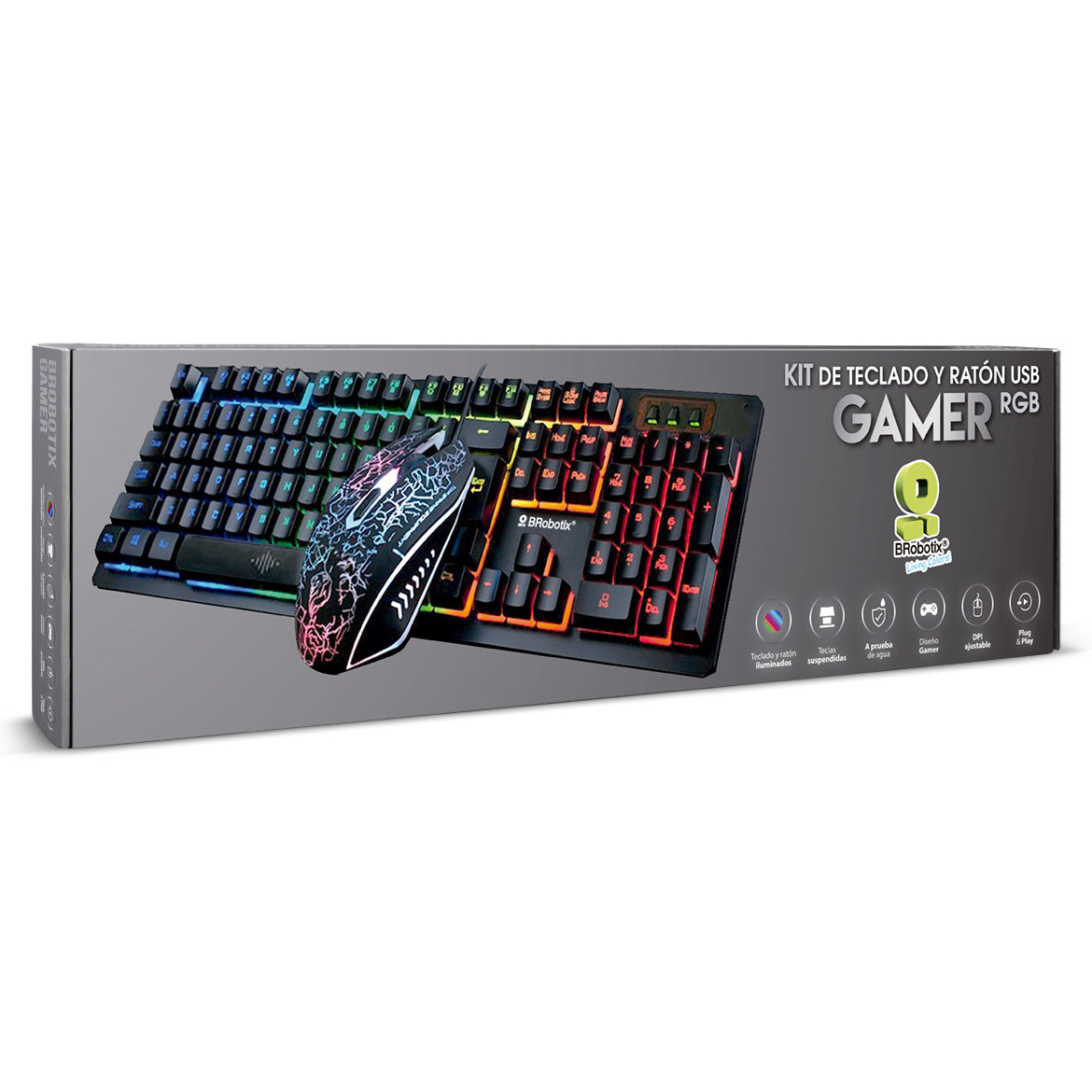 Teclado y Mouse USB RGB Negro BROBOTIX 458977 - Vista 10
