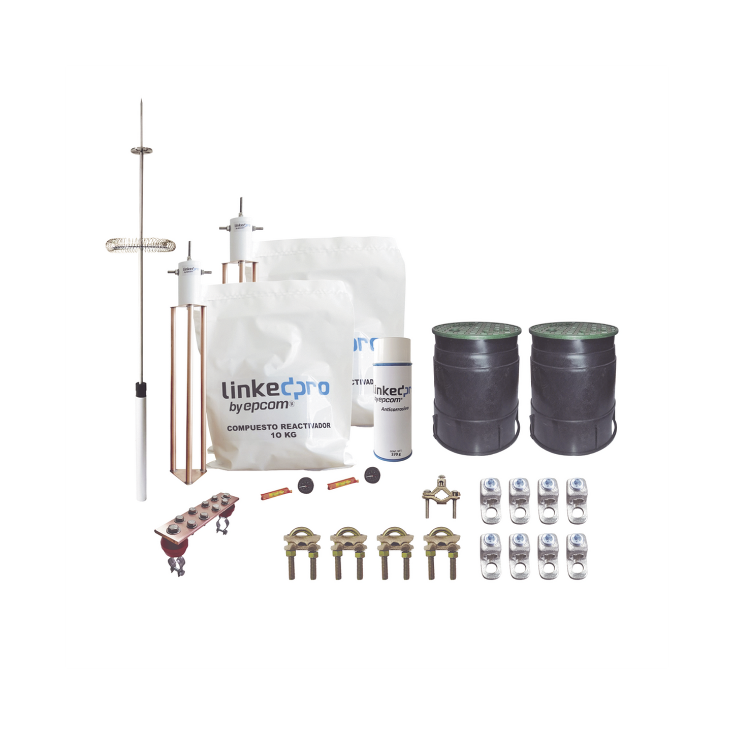 Kit Pararrayos Torre 30 m / Punta Dipolo Corona Aluminio / Electrodo Cobre 30A / Filtro Equipotencial / Accesorios Instalaci�n Incluidos