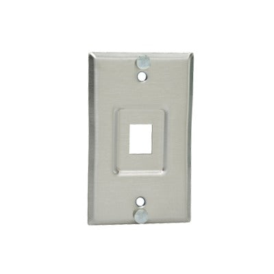 Placa de Pared Telef�nica, Salida de 1 Puerto Keystone, de Acero Inoxidable