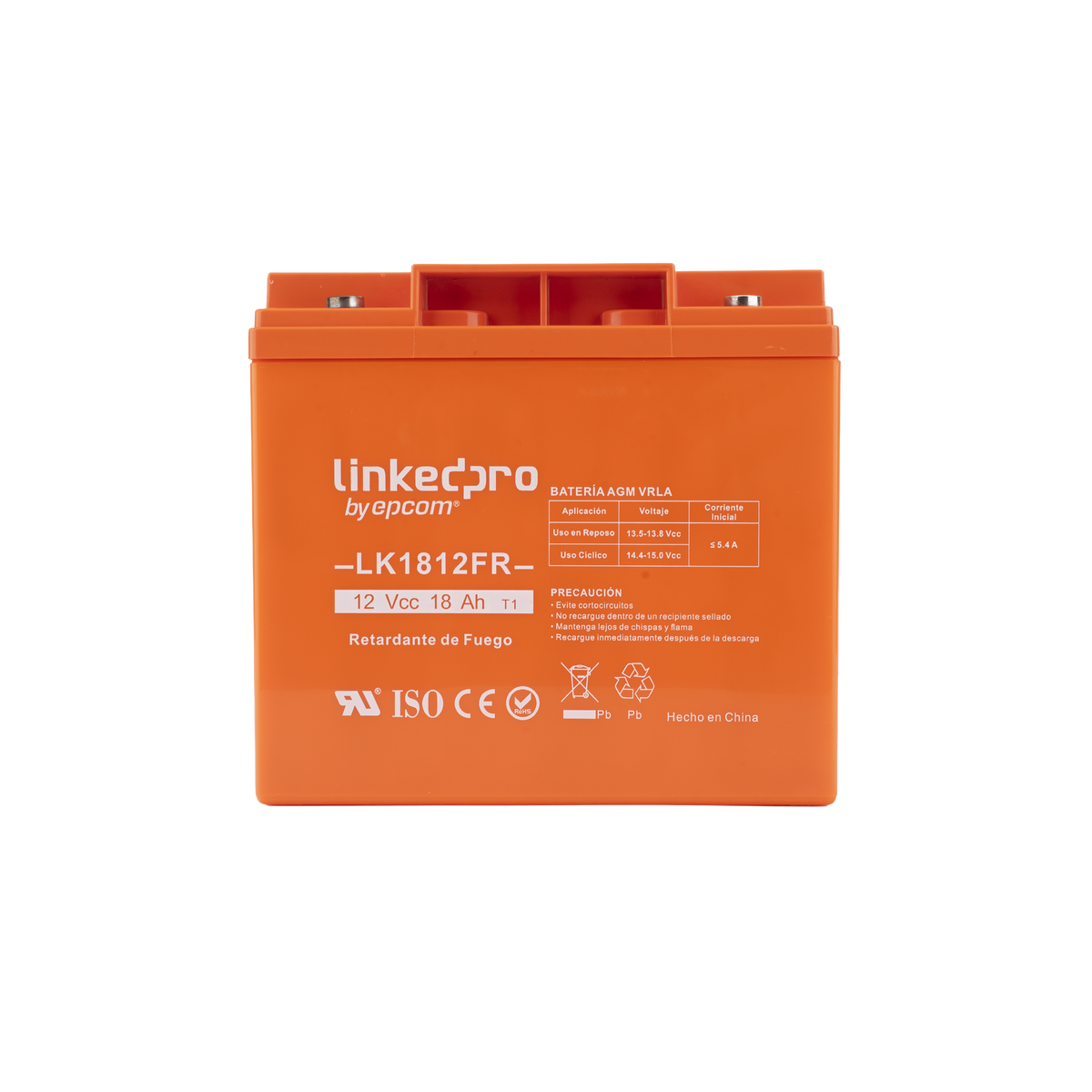 Batería de respaldo 12 V | 18 Ah | AGM | Certificada UL94-V0 Retardante a la Flama | Especial para Seguridad Electrónica | UPS | Sistemas de Emergencia | Vida útil 5 años | Terminales T1