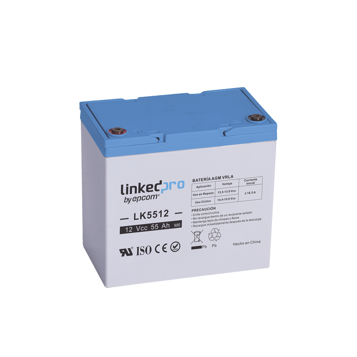 Batería de respaldo 12 V | 55 Ah | AGM | Especial para Seguridad Electrónica | UPS | Sistemas de Emergencia | Vida útil 5 años | Terminales T2