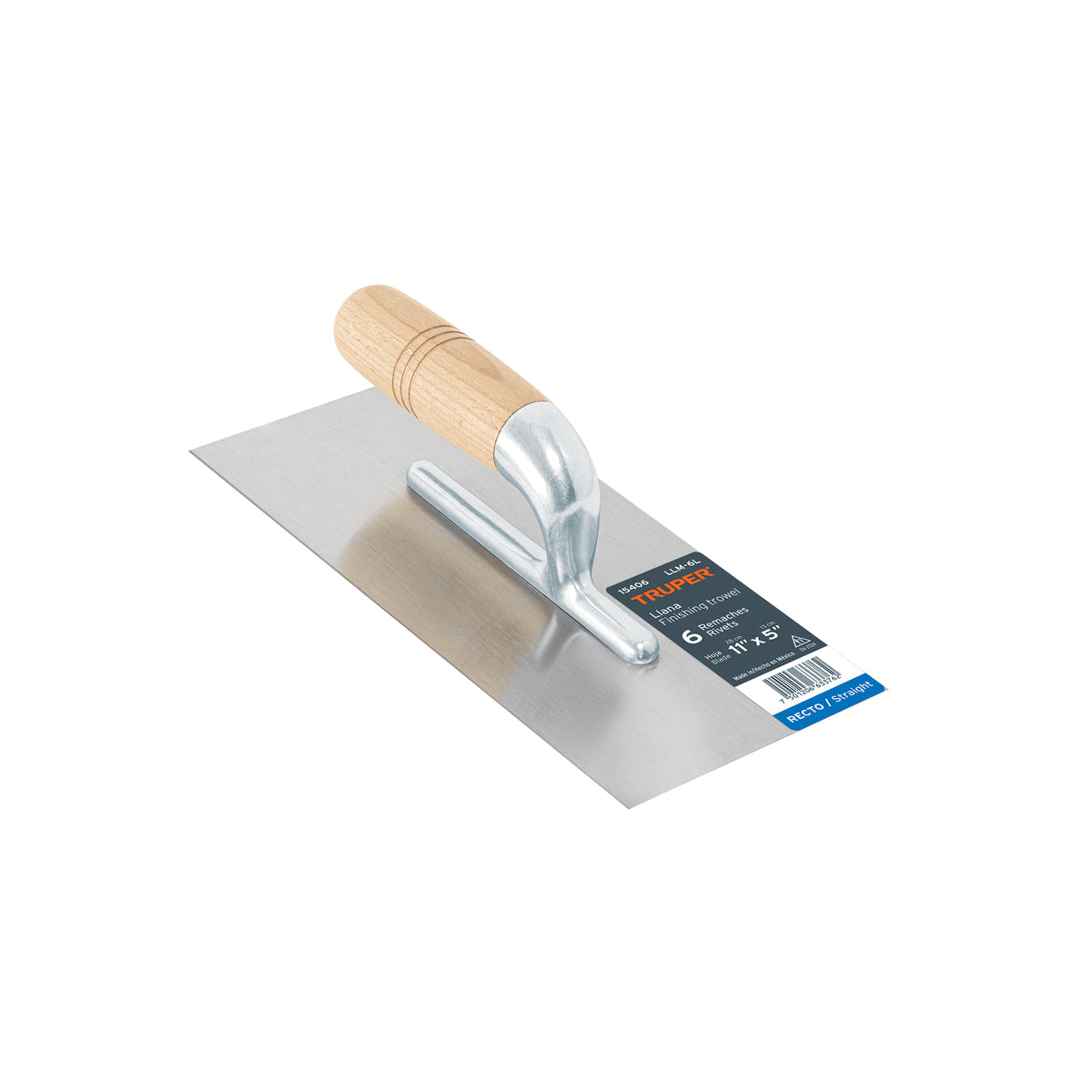 Llana 11' canto recto, 6 remaches, mgo madera, Truper