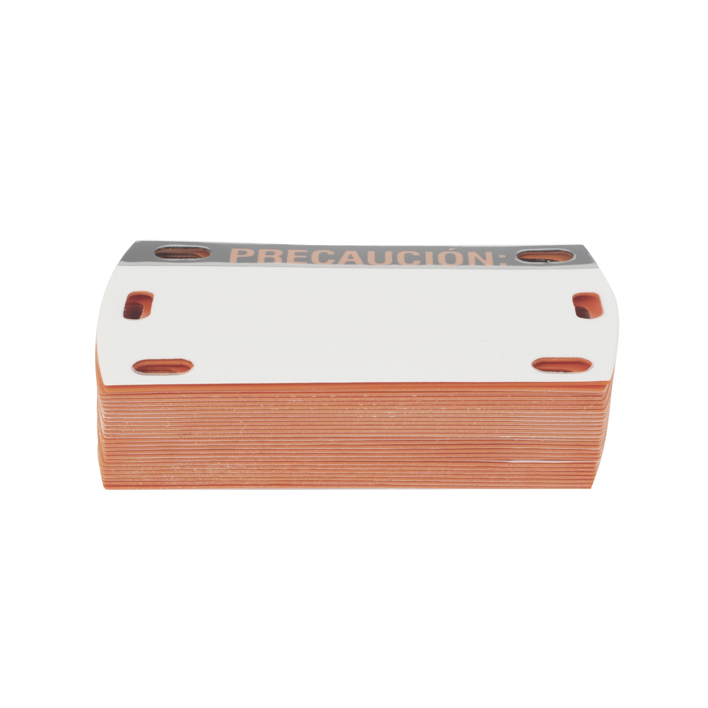 Etiqueta Autolaminada para Identificación de Fibra Óptica Paquete de 25 Piezas, Para Uso Interior/Exterior, Dimensiones de 90 x 50 mm (3.54 x 1.97 Pulgadas), Color Negro con Naranja