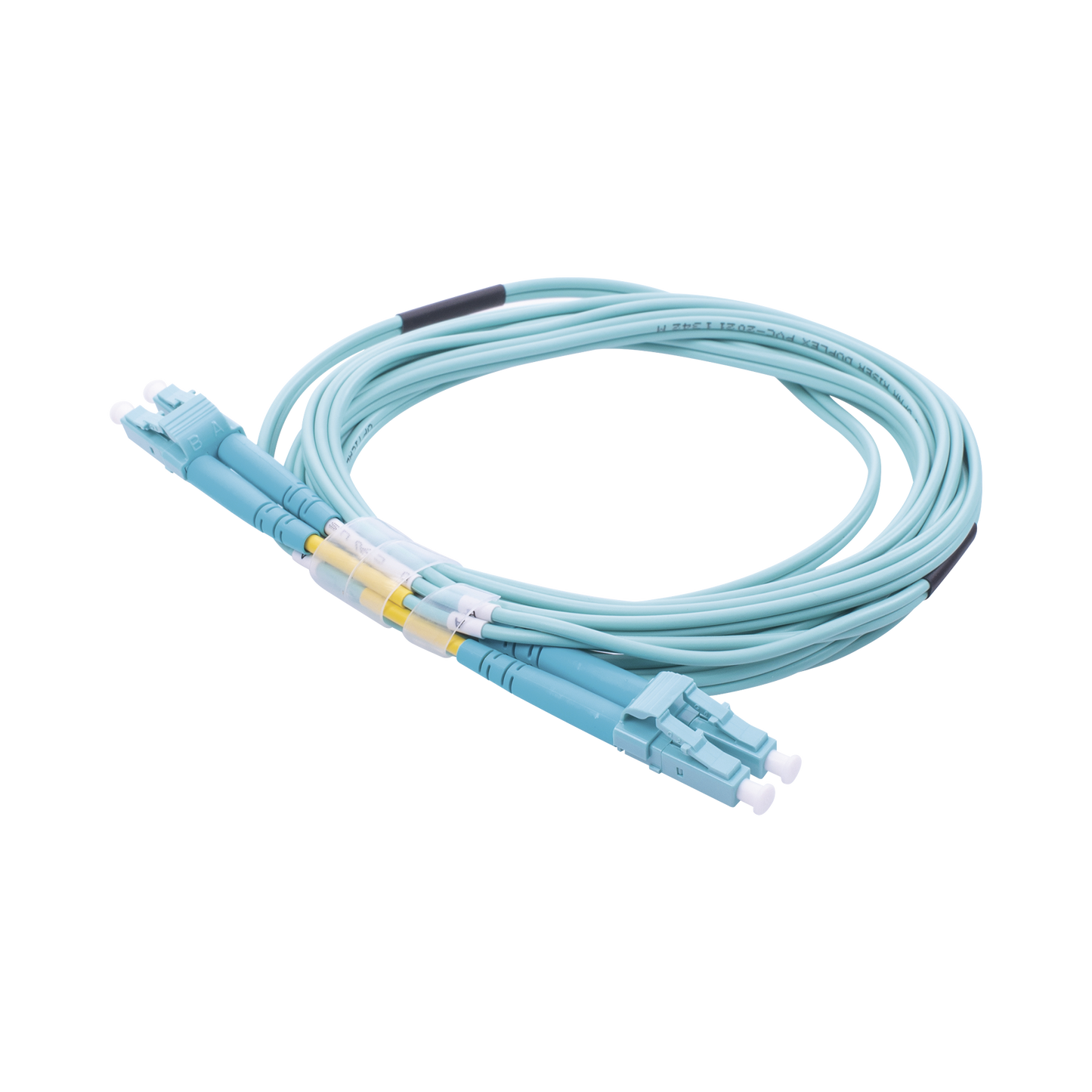Jumper de Fibra �ptica Multimodo OM3 50/125 LC-LC OFNR (Riser), 2.0 mm, D�plex, Aqua, 3 Metros (9.84 Pies)