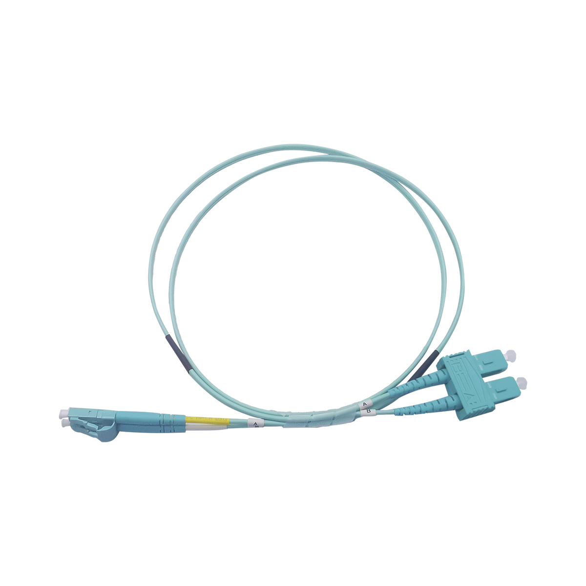 Jumper de Fibra �ptica Multimodo OM3 50/125 LC-SC OFNR (Riser), 2.0 mm, D�plex, Aqua, 1 metro (3.28 pies)