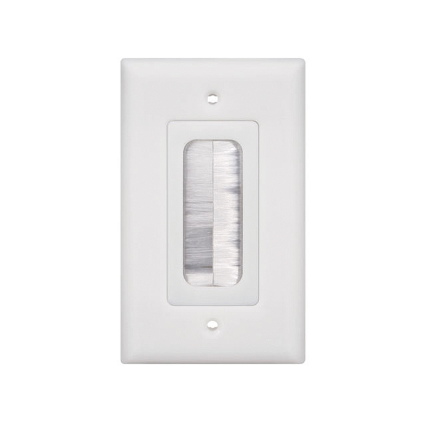 Placa de Pared Pasa Cable, Tipo Cepillo, de 1 Puerto, con Cerdas Antipolvo, Color Blanco