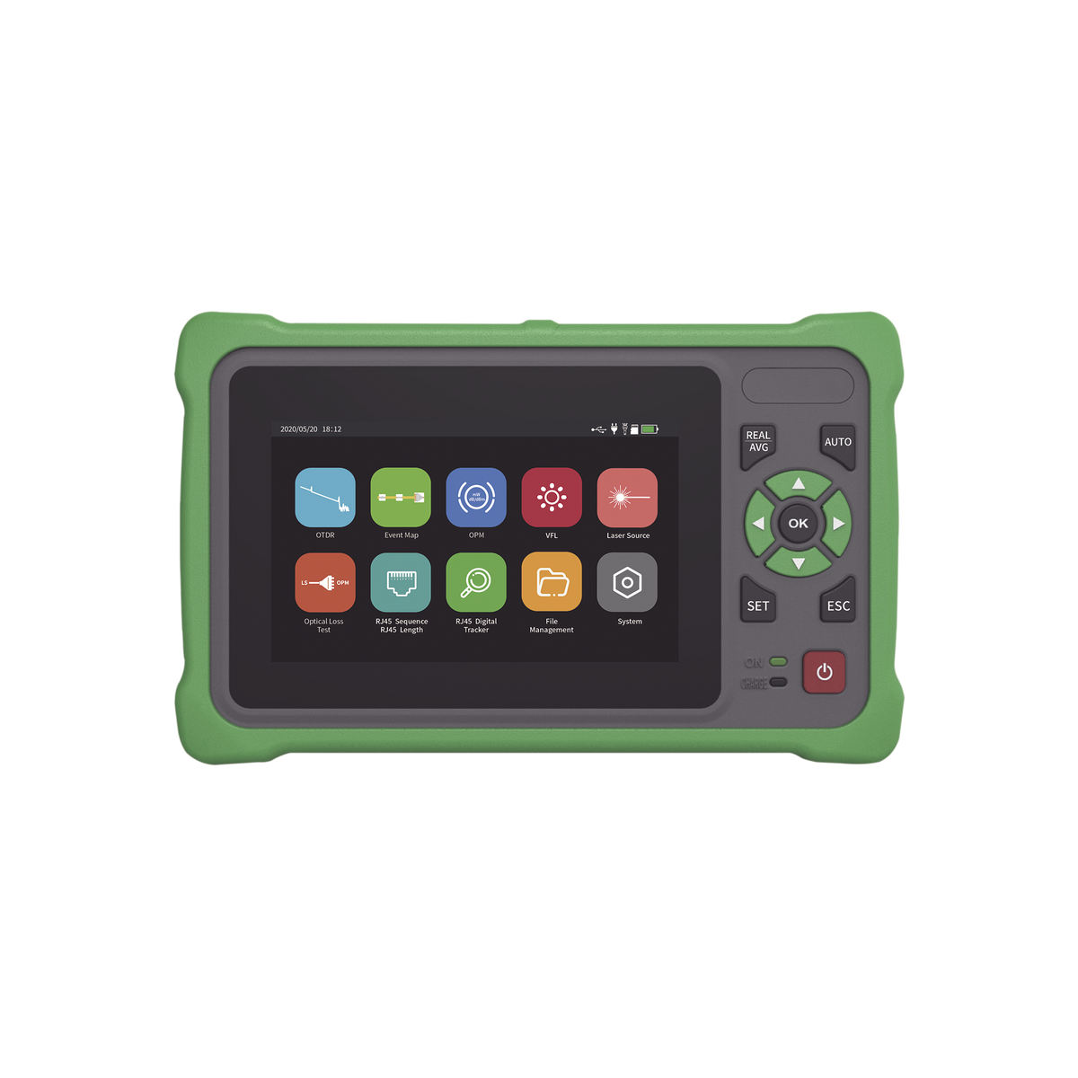 OTDR Touch para Pruebas en los Enlaces de Fibra �ptica / Longitudes de Onda 1310nm y 1550nm / Funci�n VFL 10mW / Funci�n OPM / Funci�n de Mapeo de Cables de Red RJ45 / Recargable / Distancia de Prueba de hasta 260 Kil�metros (853.02 Pies)