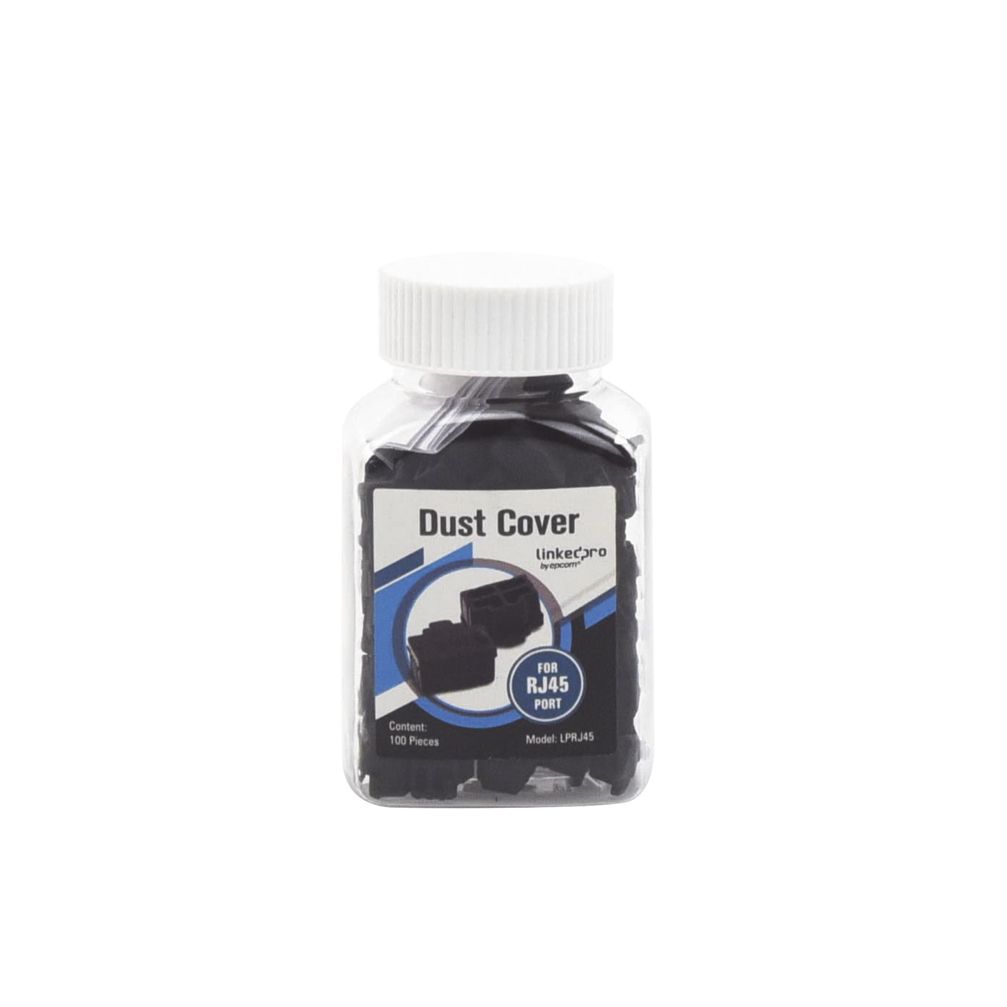 Bote con 100 Protectores Anti-Polvo para Puerto RJ45 Color Negro