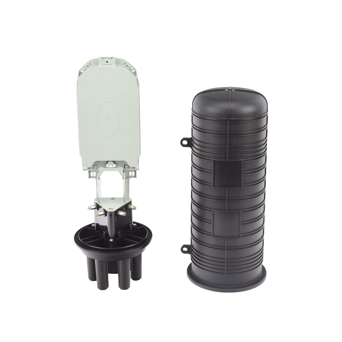 Caja de Distribución de Fibra Óptica Vertical Tipo Domo, 48 Empalmes (Expandible Hasta 96 Empalmes con Charola LP-SCV-48-ST), Exterior, IP68