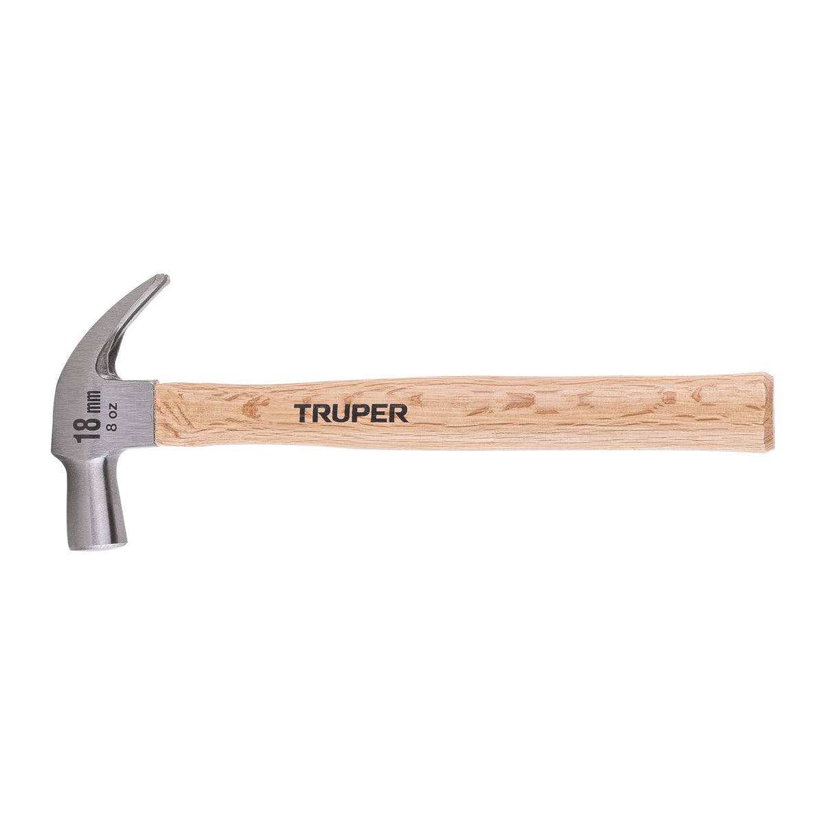 Martillo cabeza cónica 18 mm uña curva, mango madera, TRUPER