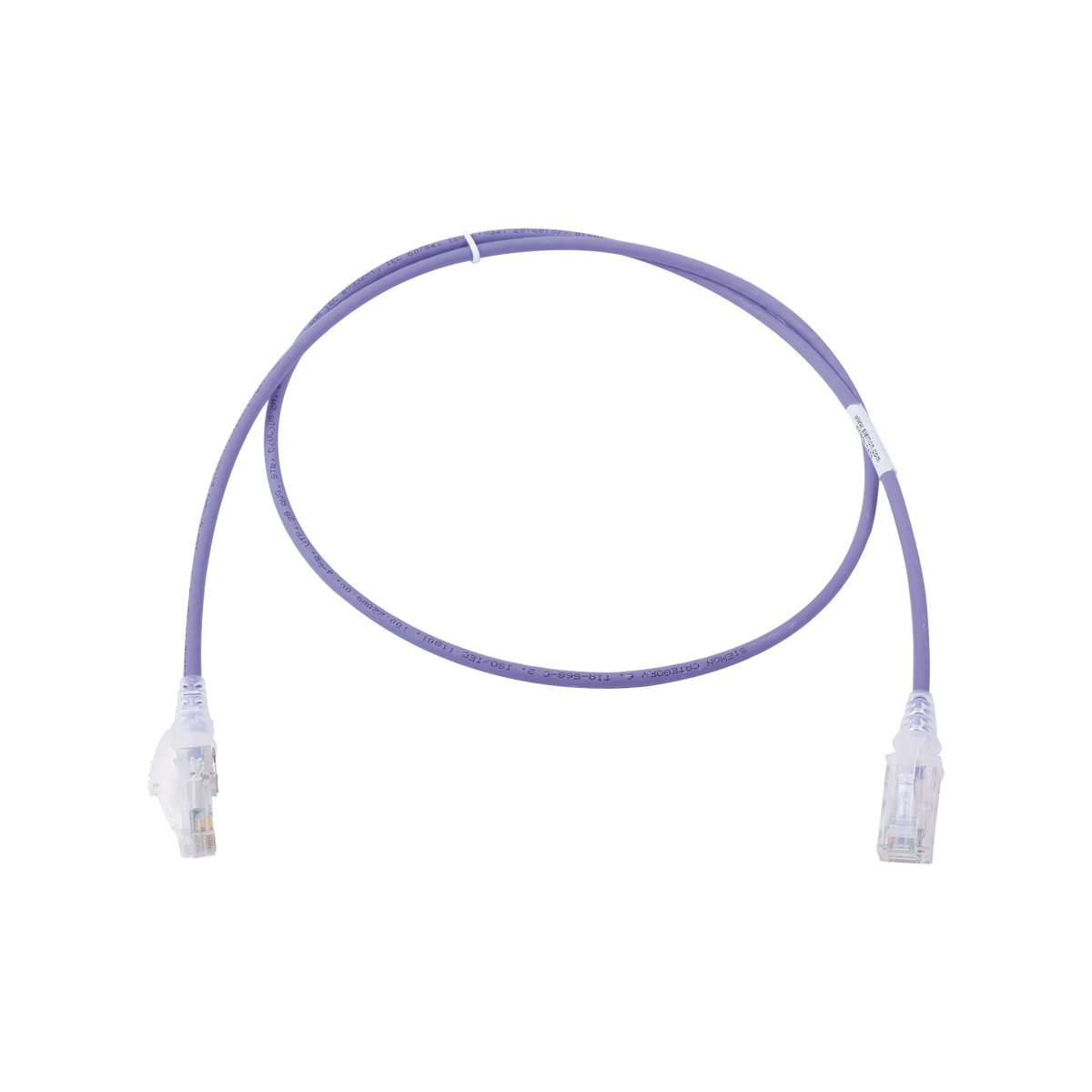 Patch Cord MC6 Modular Cat6 UTP, CM/LS0H, 0.91 Metros (3 Pies), Color Violeta, Di�metro Reducido (28AWG), Versi�n Bulk (Sin Empaque Individual)