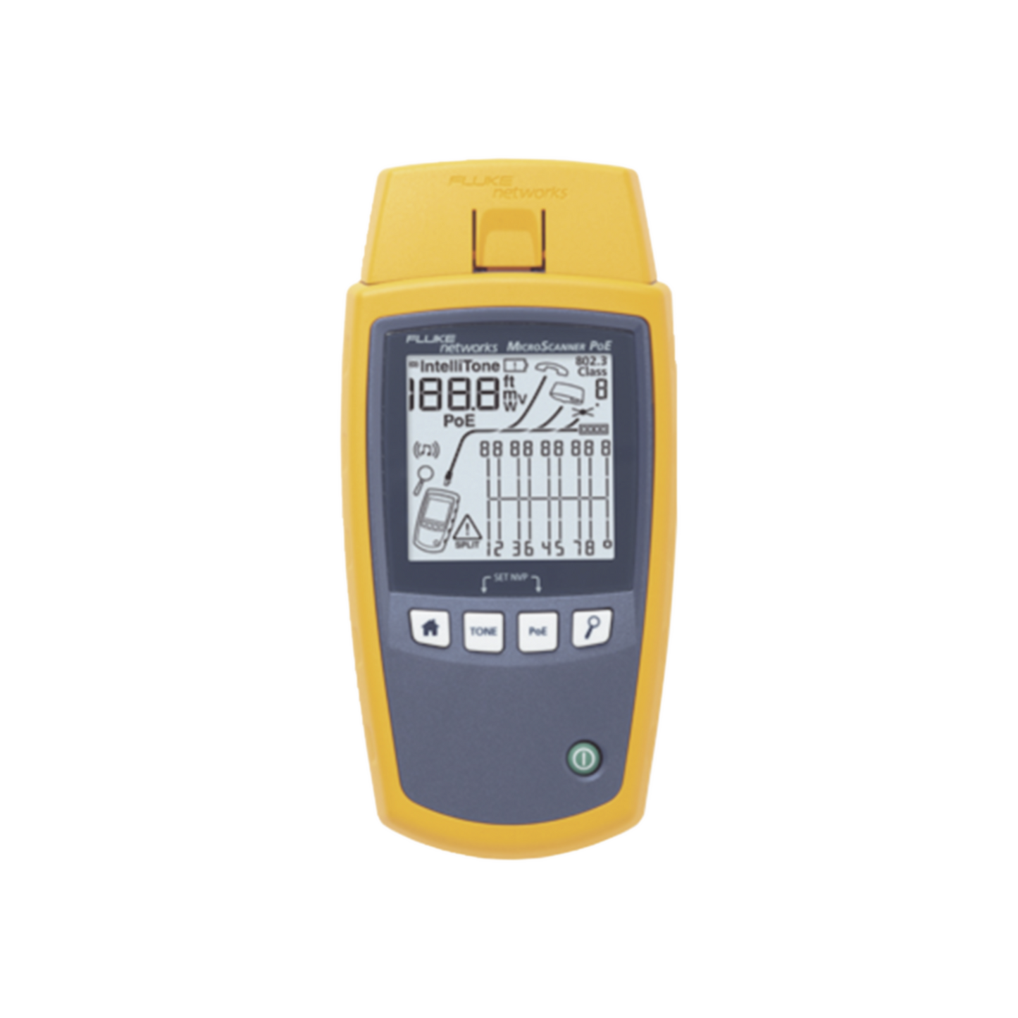Verificador de Red MicroScanner PoE, para Comprobaci�n de Redes de Voz, Datos, Video y PoE 802.3af, at, bt y UPOE, con Pantalla LCD Retroiluminada