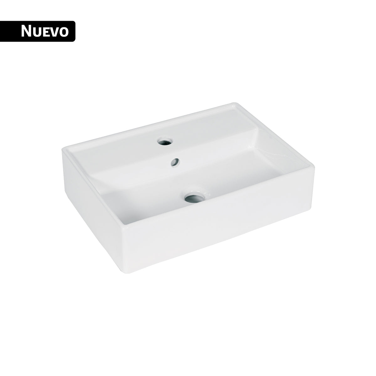 Lavabo de porcelana de sobreponer rectangular, blanco, FOSET