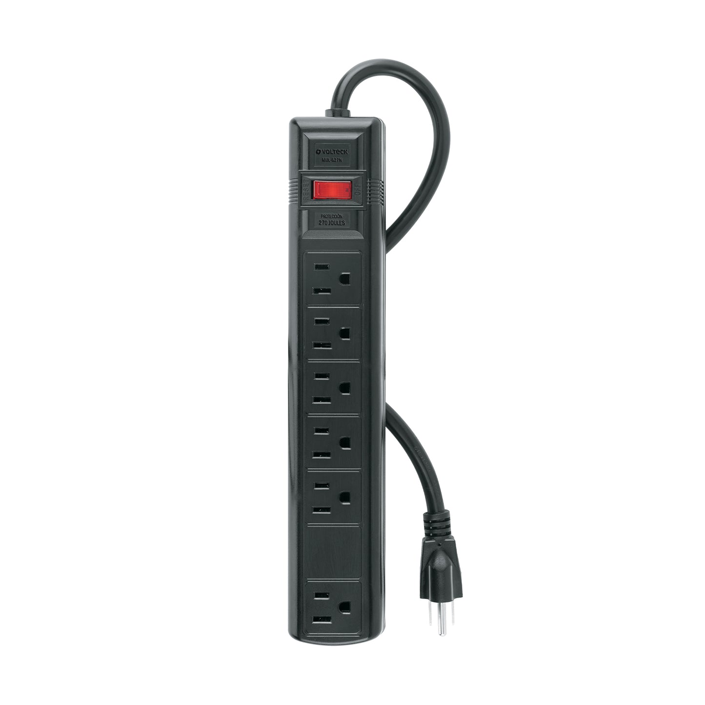 Multicontacto uso rudo 6 entradas sup. de picos 270 J, negro