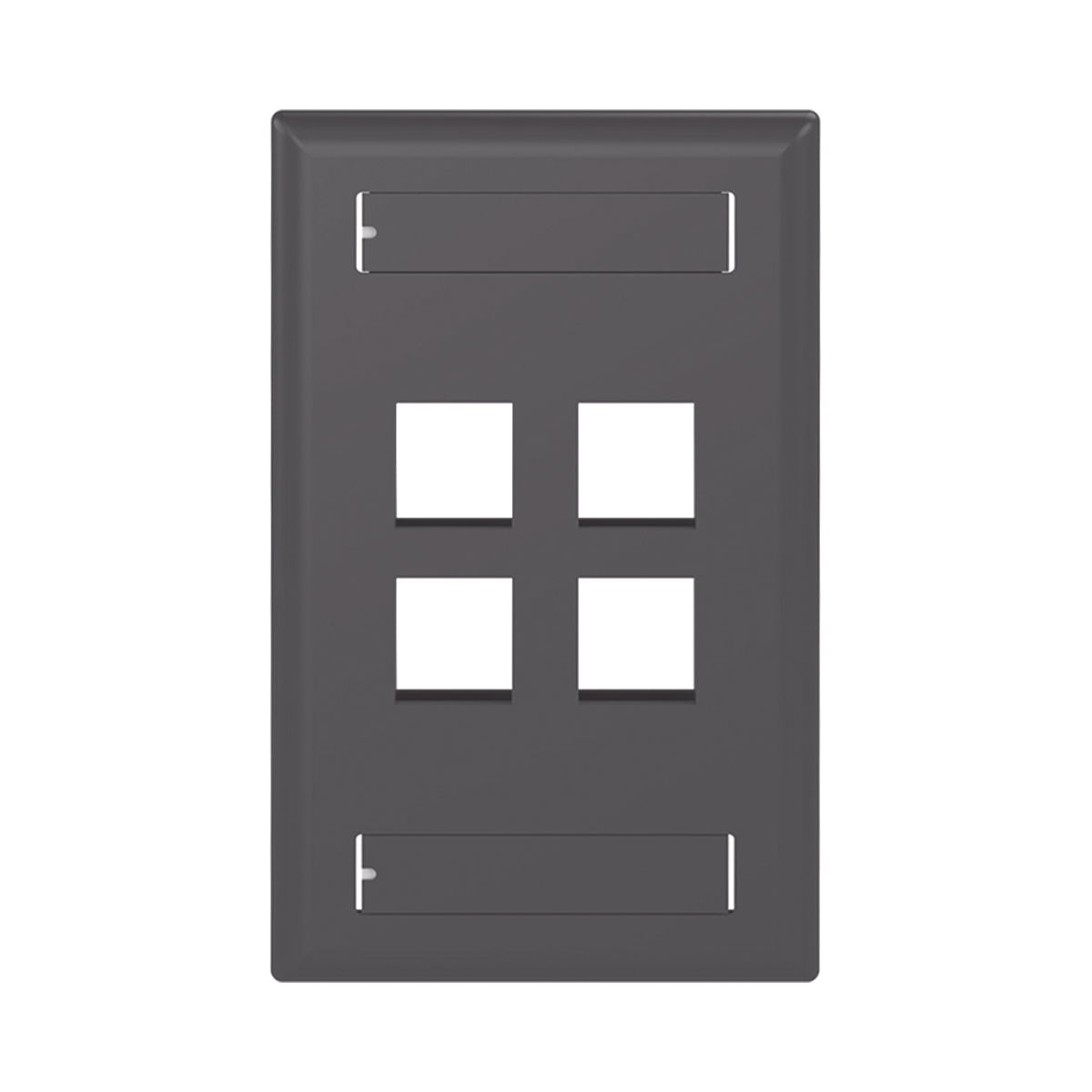 Placa de Pared Vertical, Salida Para 4 Puertos Keystone, Con Espacios Para Etiquetas, Color Negro