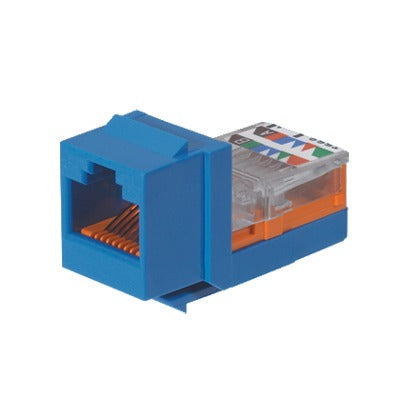 Conector Jack Estilo Leadframe, Tipo Keystone, Categor�a 5e, de 8 Posiciones y 8 Cables, Color Azul