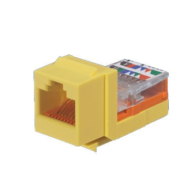 Conector Jack Estilo Leadframe, Tipo Keystone, Categor�a 5e, de 8 Posiciones y 8 Cables, Color Amarillo