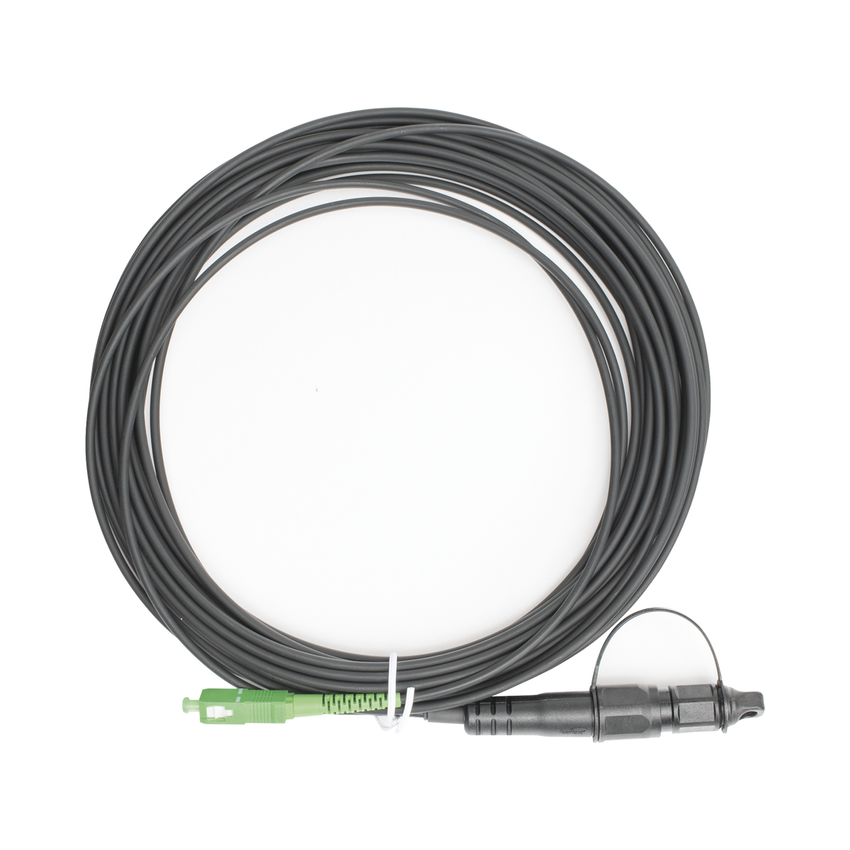Jumper de Fibra Óptica, Conector SC/APC - Conexión a Caja FDP460, Redondo, 10 Metros (32.81 Pies), Forro 3 mm, G657A2, Negro