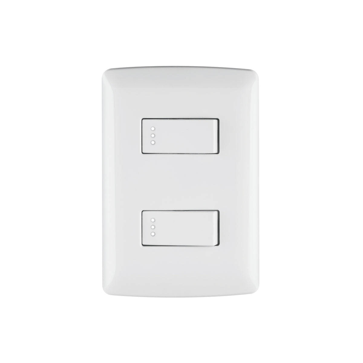 Placa armada, 2interruptores sencillos,blanco,línea Italiana