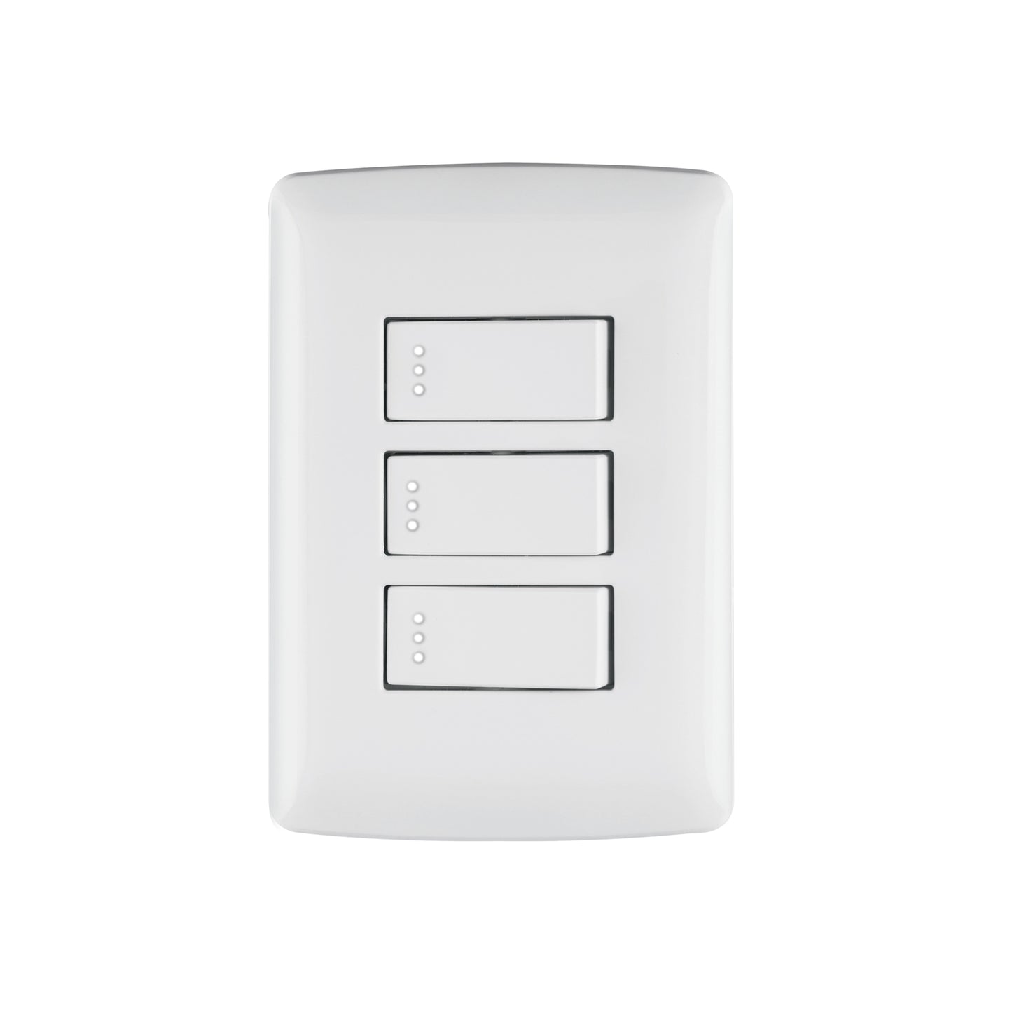 Placa armada 3 interruptores sencillos,blanco,línea Italiana